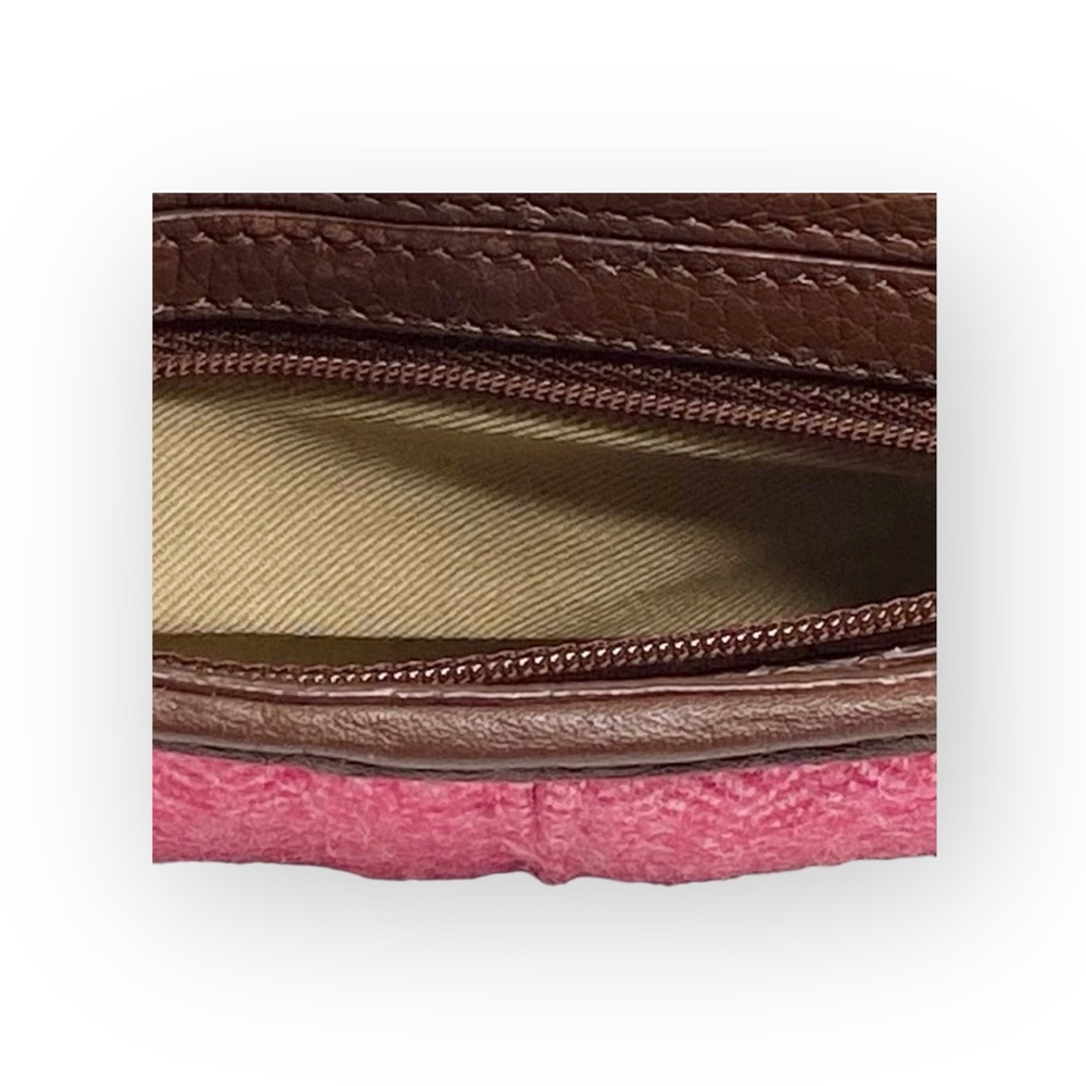 J Crew ᪥ Tweed Antique Gold Chain Handle Mini Handbag Bag ᪥ Red Wool ᪥ Leather - Picture 9 of 16